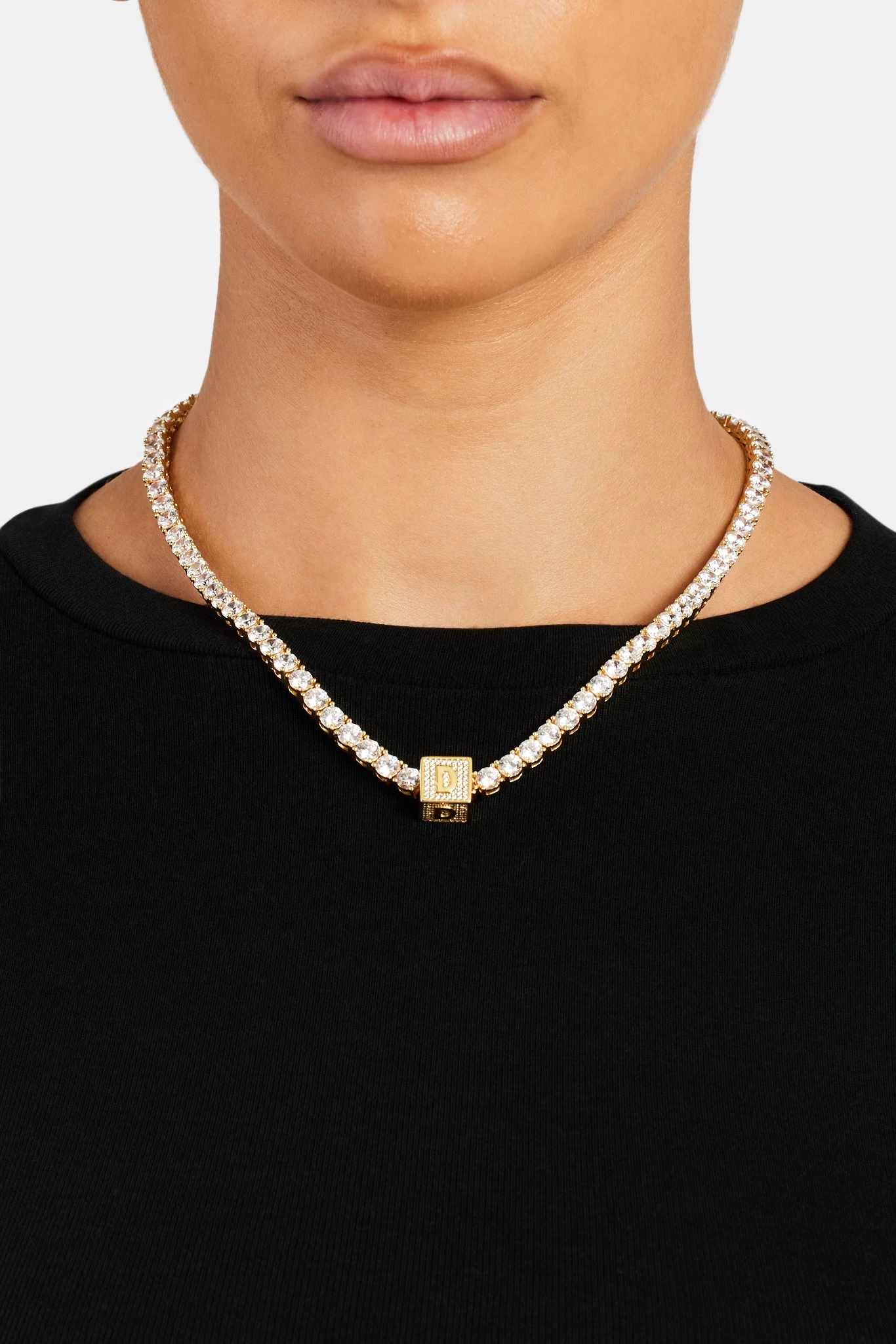 Gold Plated Iced D Letter Block Pendant 6 Gold Plated Iced D Letter Block Pendant - Image 4