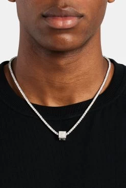 Iced E Letter Block Pendant -JWL ILBP E WG3MM