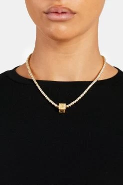 Gold Plated Iced H Letter Block Pendant -JWL ILBP H G3MM