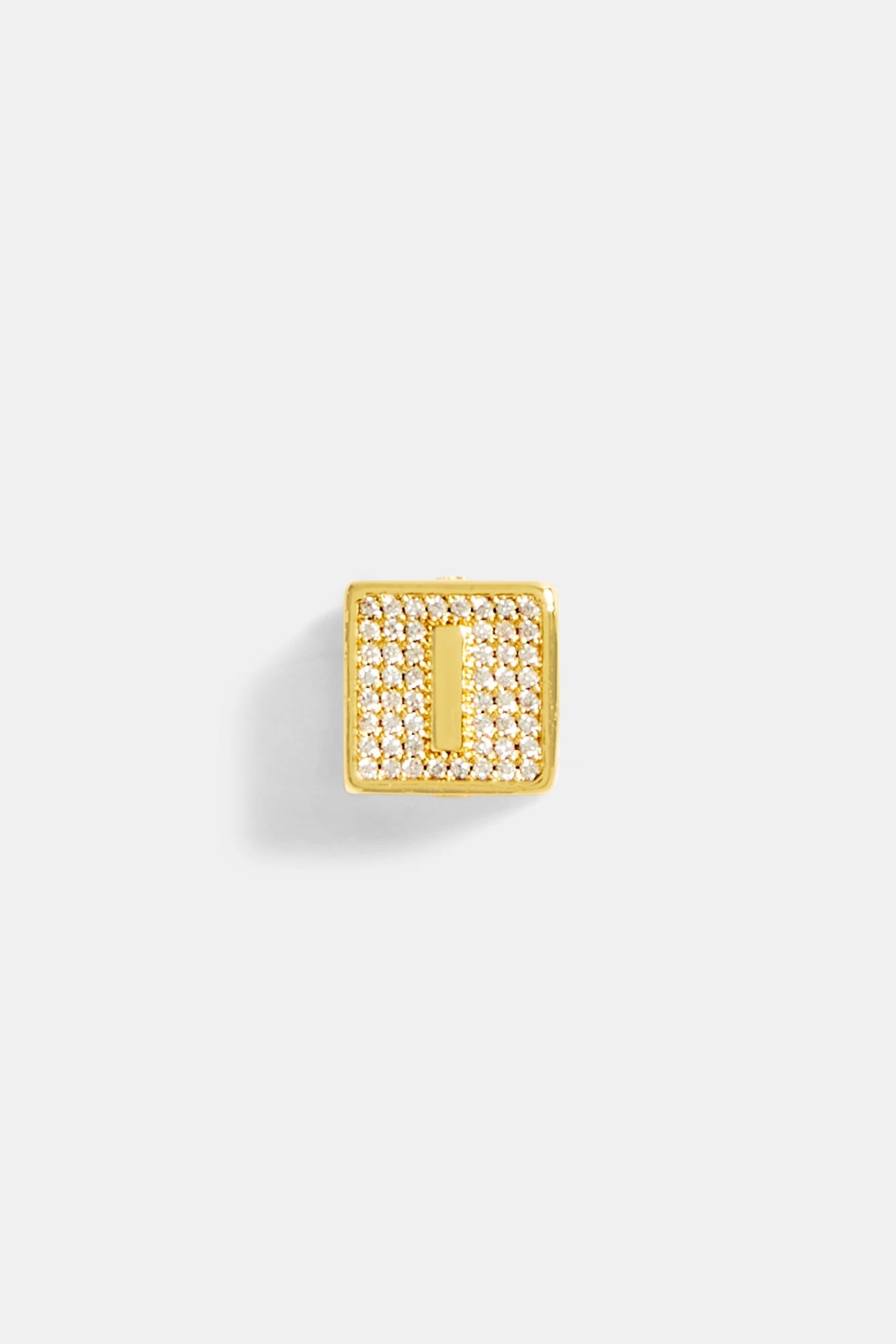 Gold Plated Iced I Letter Block Pendant 4 Gold Plated Iced I Letter Block Pendant - Image 2