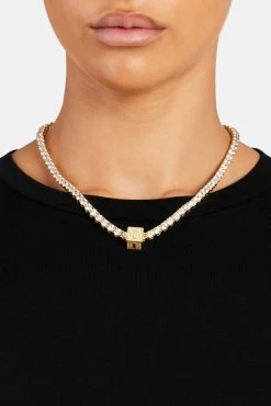 Gold Plated Iced I Letter Block Pendant 10 Gold Plated Iced I Letter Block Pendant -JWL ILBP I G5MM