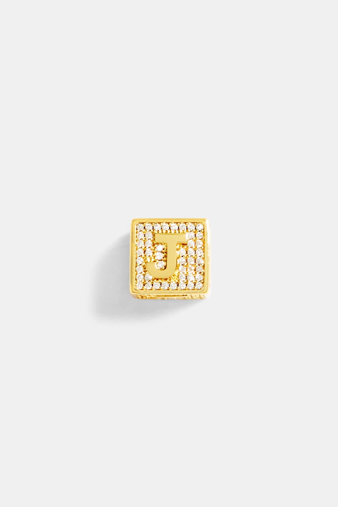 Gold Plated Iced J Letter Block Pendant 3 Gold Plated Iced J Letter Block Pendant - Image 2