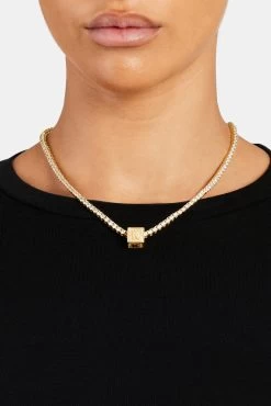 Gold Plated Iced K Letter Block Pendant -JWL ILBP K G3MM 1