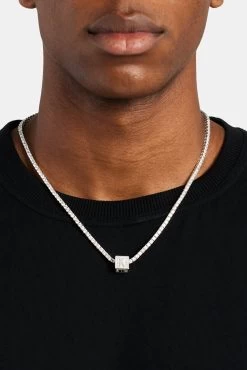 Iced K Letter Block Pendant -JWL ILBP K WG3MM