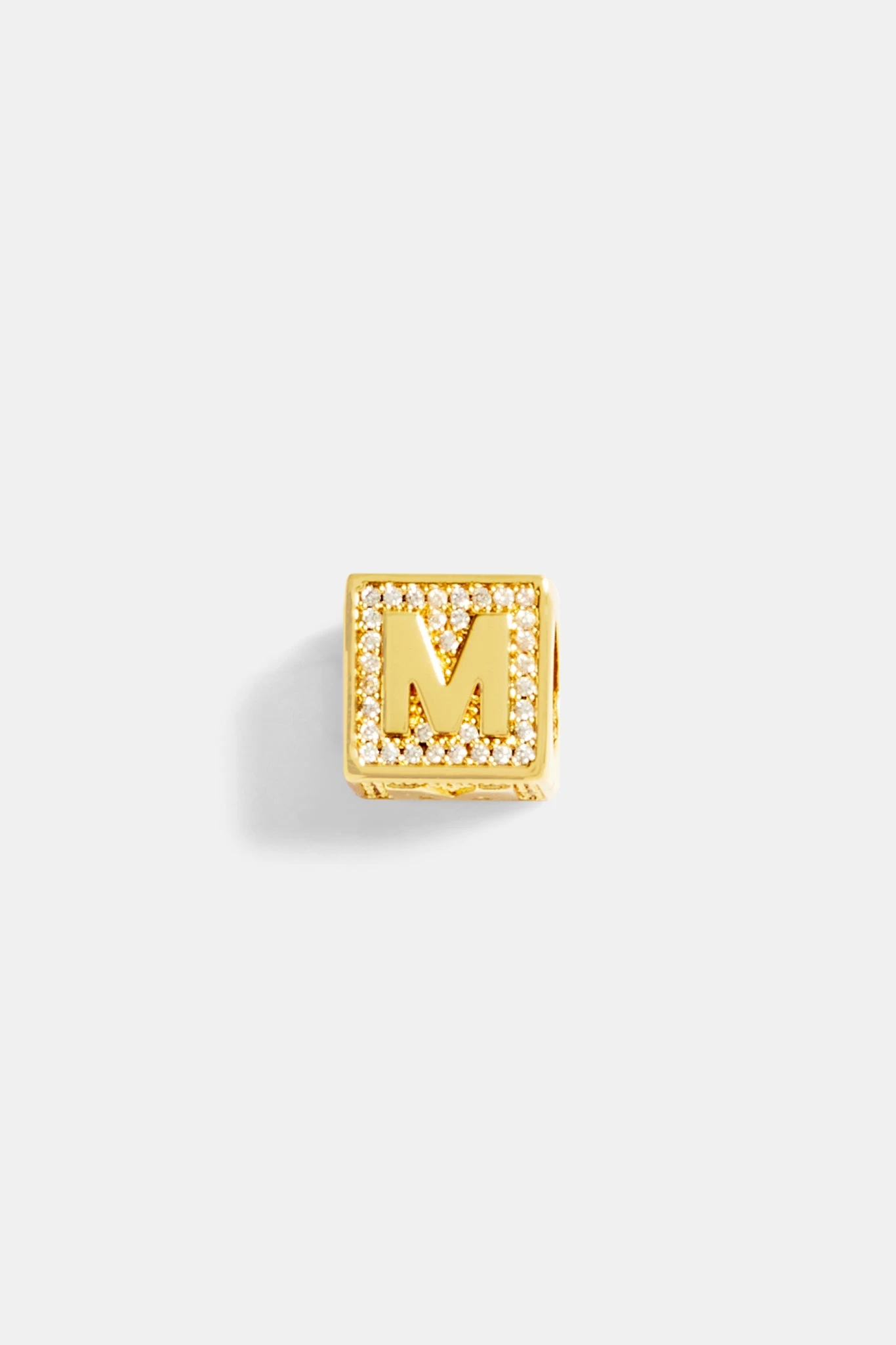 Gold Plated Iced M Letter Block Pendant 4 Gold Plated Iced M Letter Block Pendant - Image 2