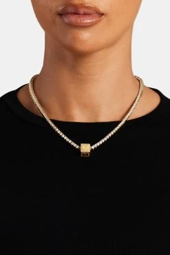 Gold Plated Iced M Letter Block Pendant 9 Gold Plated Iced M Letter Block Pendant -JWL ILBP M G3MM 1