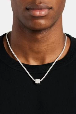 Iced M Letter Block Pendant -JWL ILBP M WG3MM