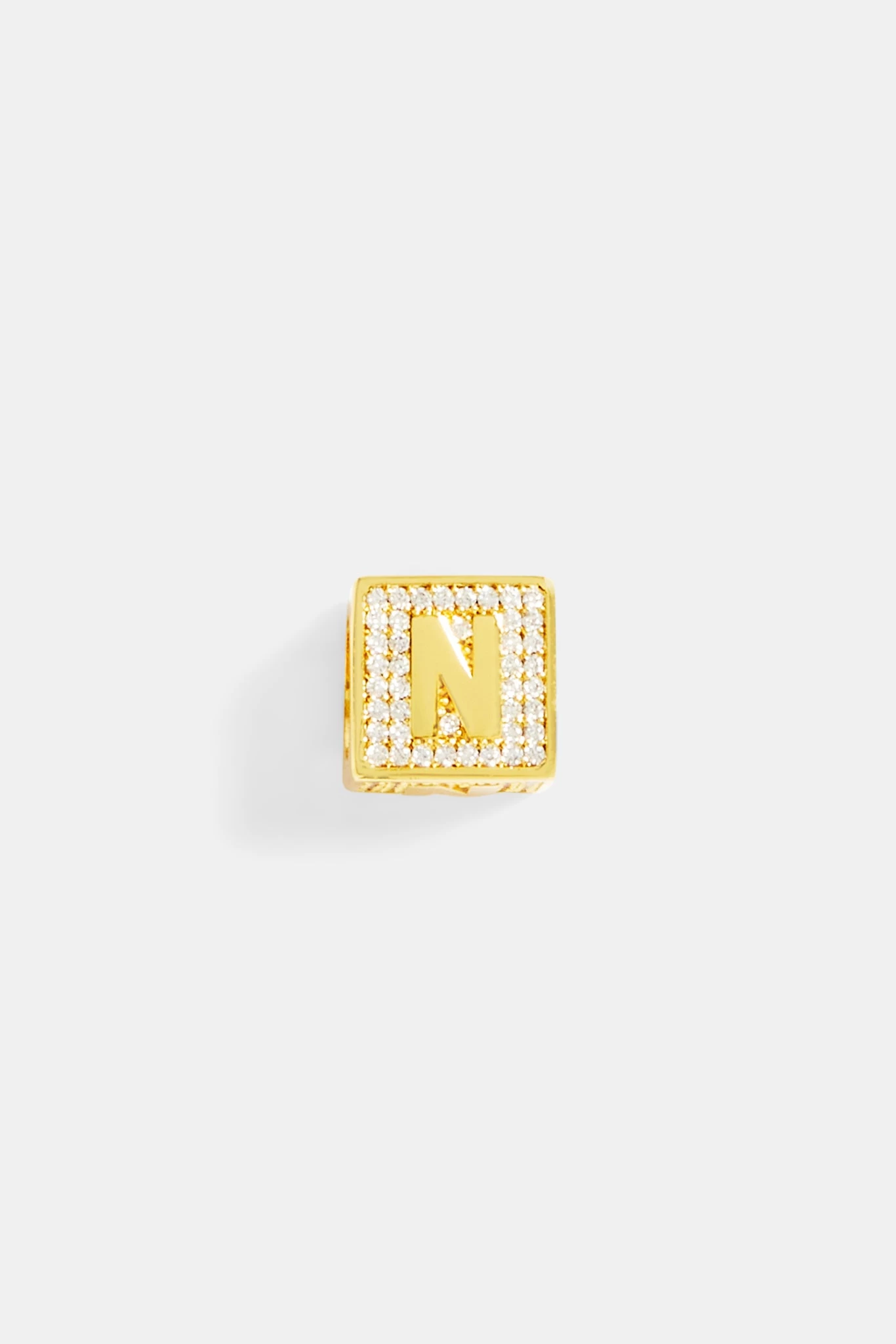 Gold Plated Iced N Letter Block Pendant 4 Gold Plated Iced N Letter Block Pendant - Image 2