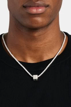 Iced N Letter Block Pendant 9 Iced N Letter Block Pendant -JWL ILBP N WG3MM