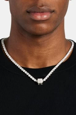 Iced N Letter Block Pendant 10 Iced N Letter Block Pendant -JWL ILBP N WG5MM