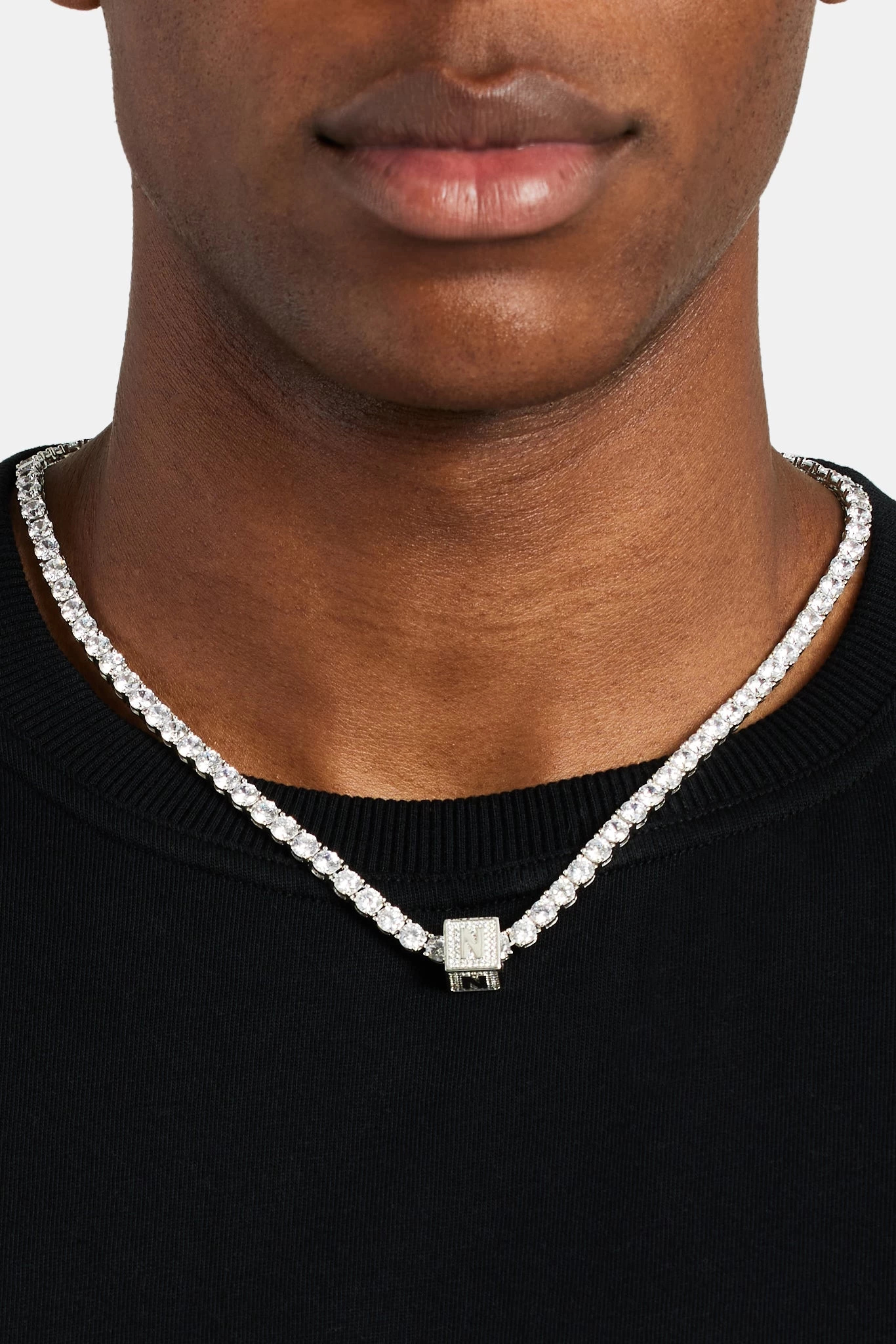 Iced N Letter Block Pendant 6 Iced N Letter Block Pendant - Image 4