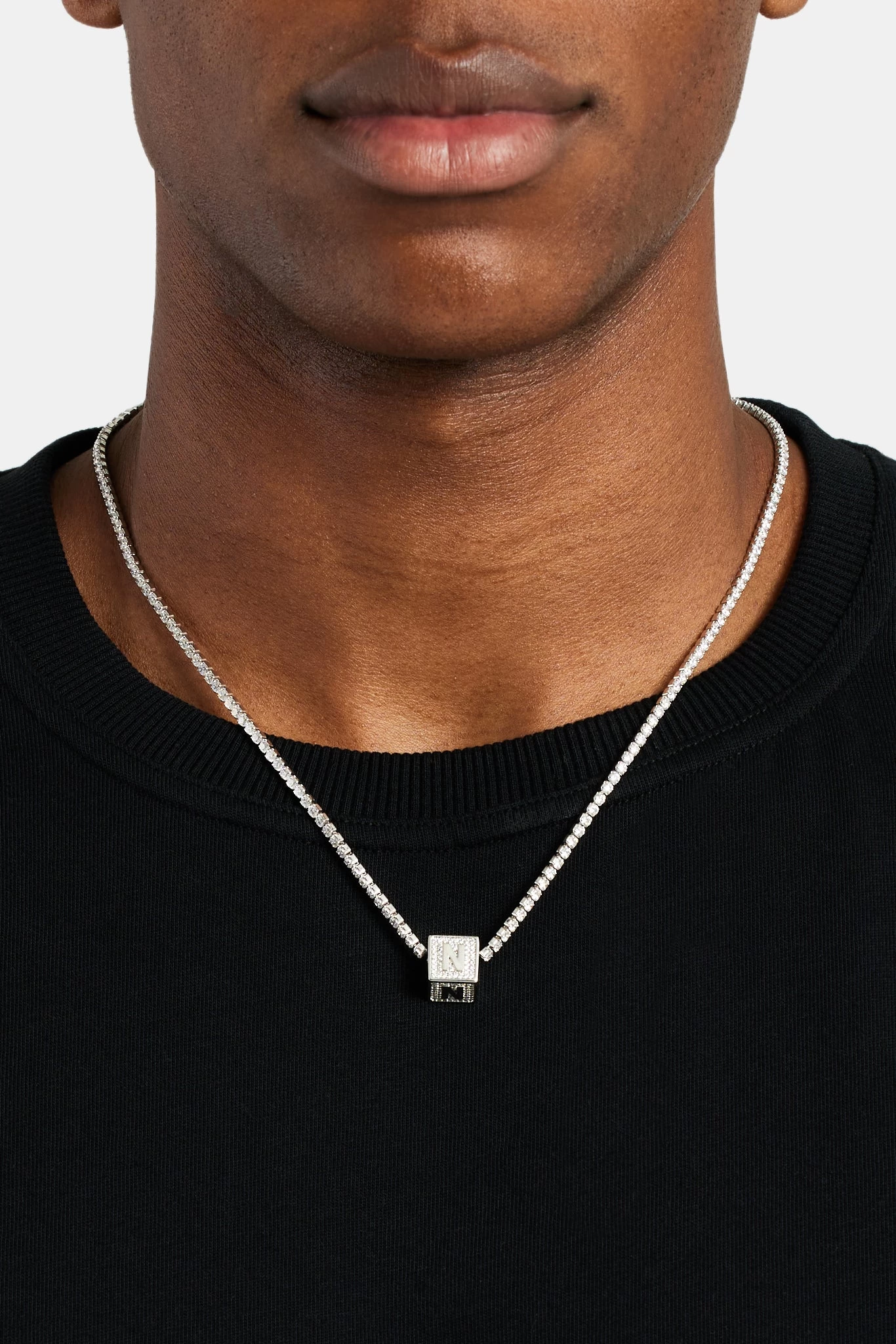 Iced N Letter Block Pendant 3 Iced N Letter Block Pendant