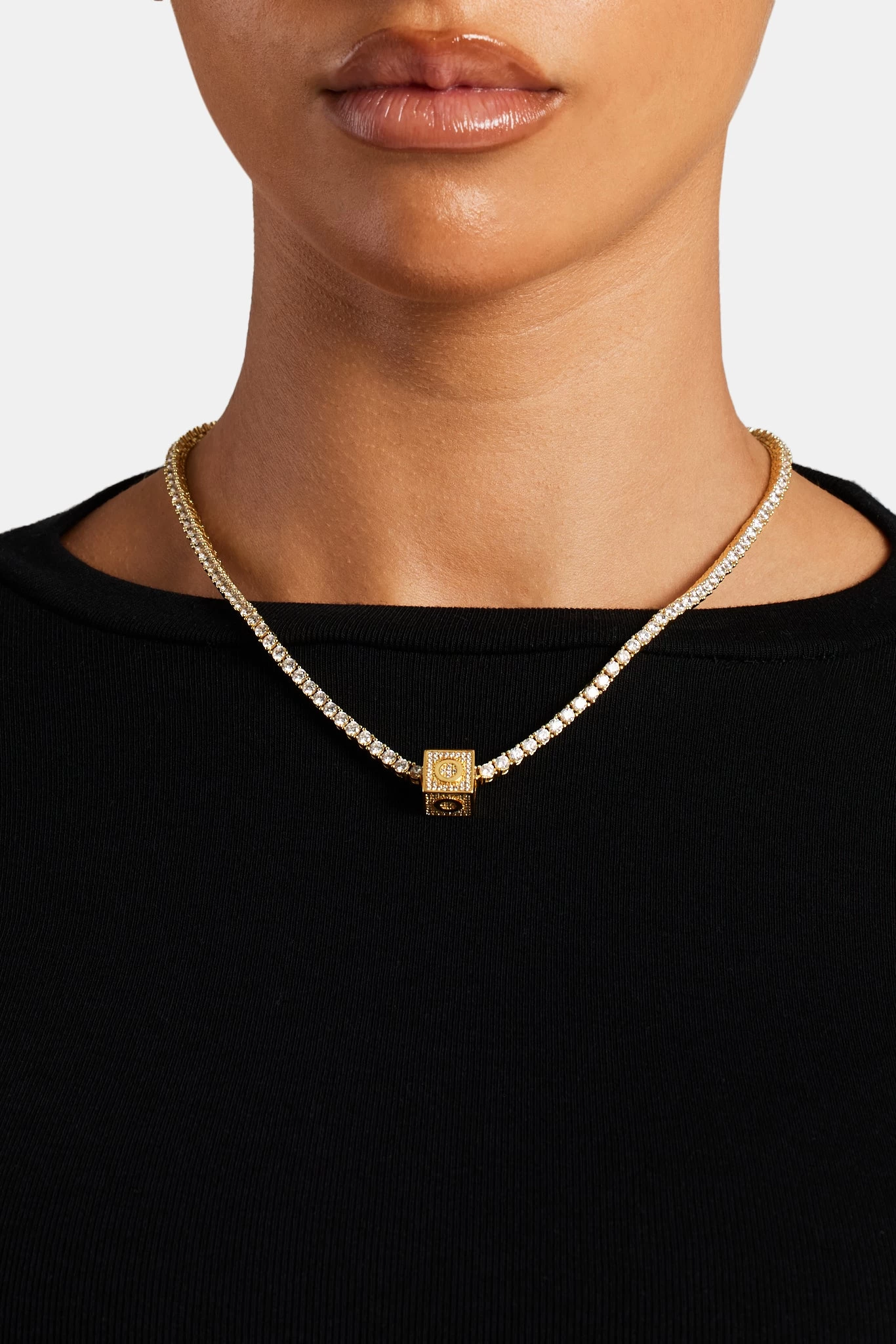 Gold Plated Iced O Letter Block Pendant 5 Gold Plated Iced O Letter Block Pendant - Image 3