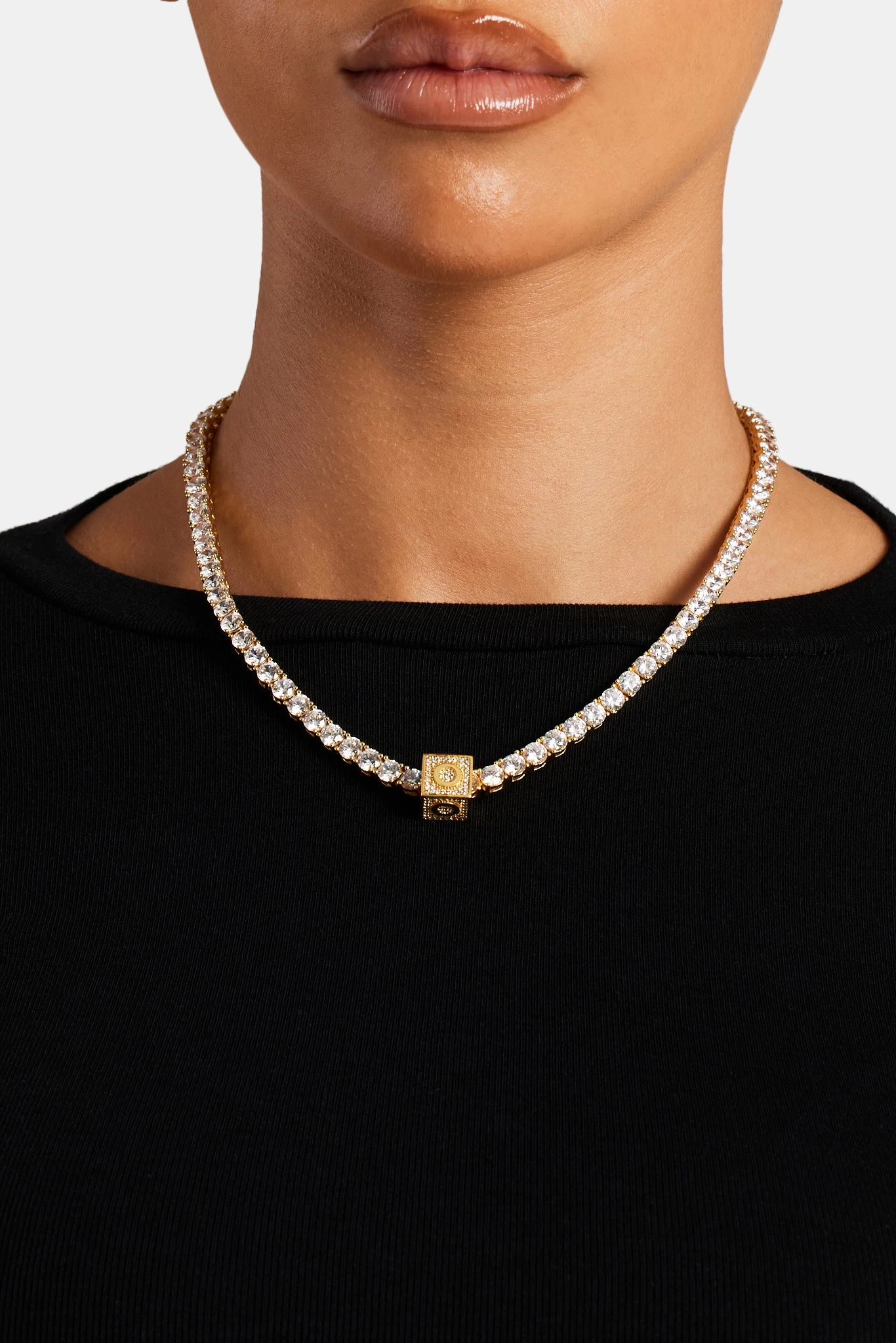 Gold Plated Iced O Letter Block Pendant 6 Gold Plated Iced O Letter Block Pendant - Image 4