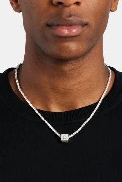 Iced O Letter Block Pendant 9 Iced O Letter Block Pendant -JWL ILBP O WG3MM