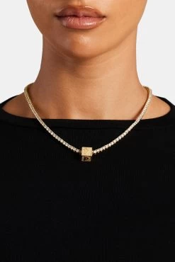 Gold Plated Iced P Letter Block Pendant -JWL ILBP P G3MM