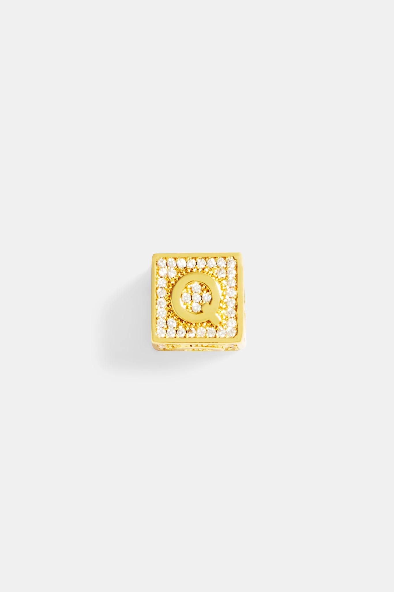 Gold Plated Iced Q Letter Block Pendant 4 Gold Plated Iced Q Letter Block Pendant - Image 2