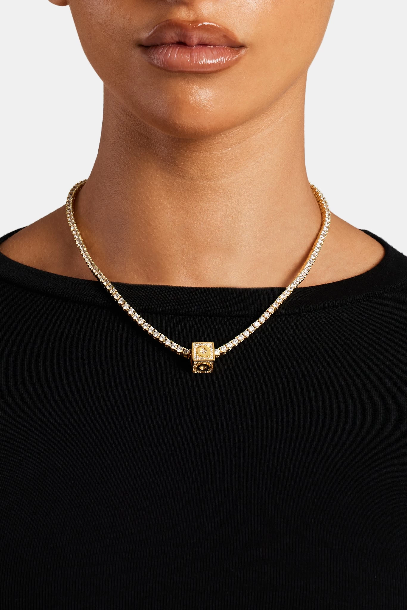 Gold Plated Iced Q Letter Block Pendant 3 Gold Plated Iced Q Letter Block Pendant