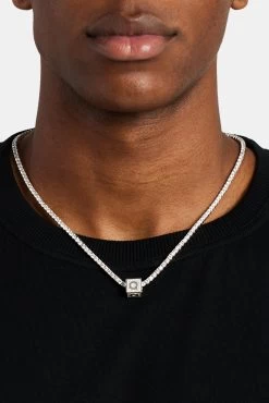 Iced Q Letter Block Pendant 9 Iced Q Letter Block Pendant -JWL ILBP Q WG3MM