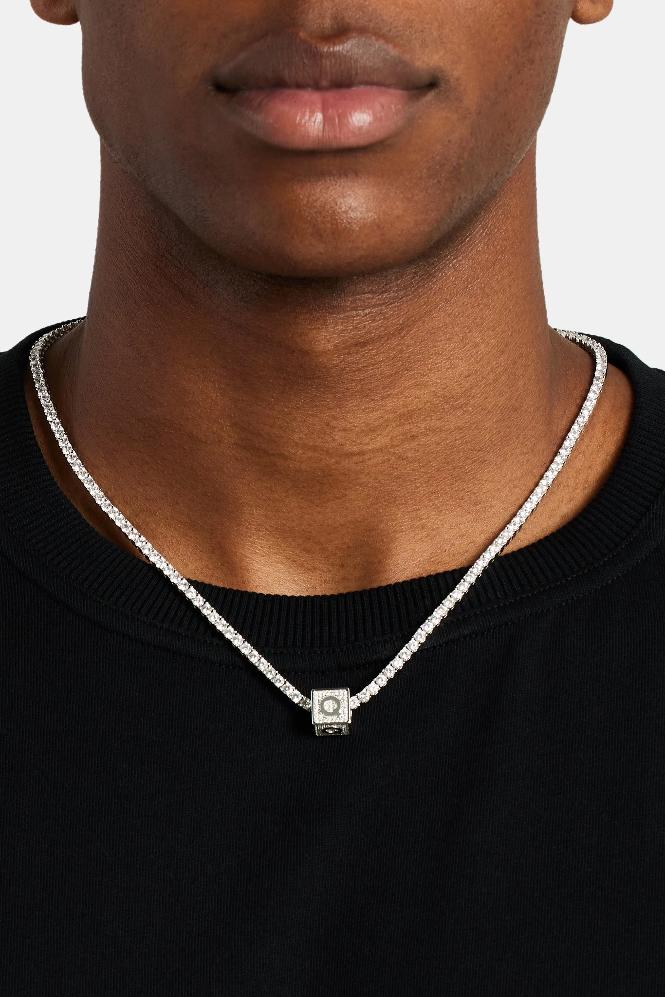 Iced Q Letter Block Pendant 5 Iced Q Letter Block Pendant - Image 3