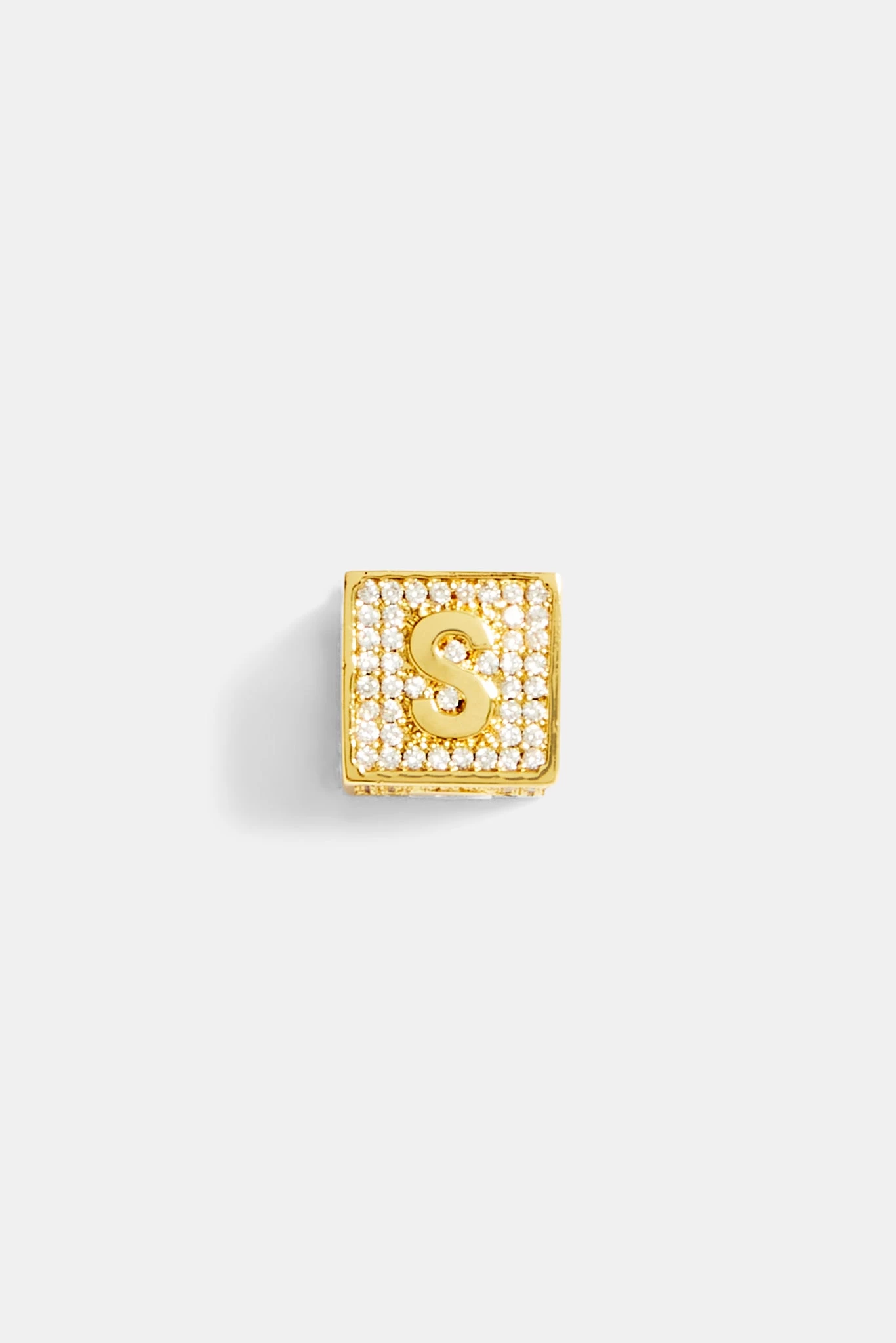 Gold Plated Iced S Letter Block Pendant 4 Gold Plated Iced S Letter Block Pendant - Image 2