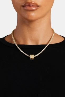 Gold Plated Iced S Letter Block Pendant 9 Gold Plated Iced S Letter Block Pendant -JWL ILBP S G3MM