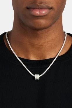 Iced S Letter Block Pendant -JWL ILBP S WG3MM