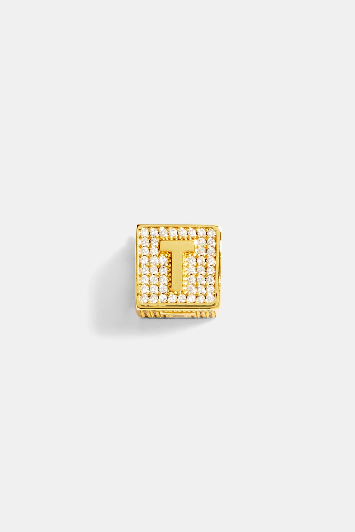 Gold Plated Iced T Letter Block Pendant 4 Gold Plated Iced T Letter Block Pendant - Image 2