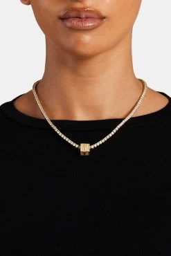 Gold Plated Iced T Letter Block Pendant 9 Gold Plated Iced T Letter Block Pendant -JWL ILBP T G3MM