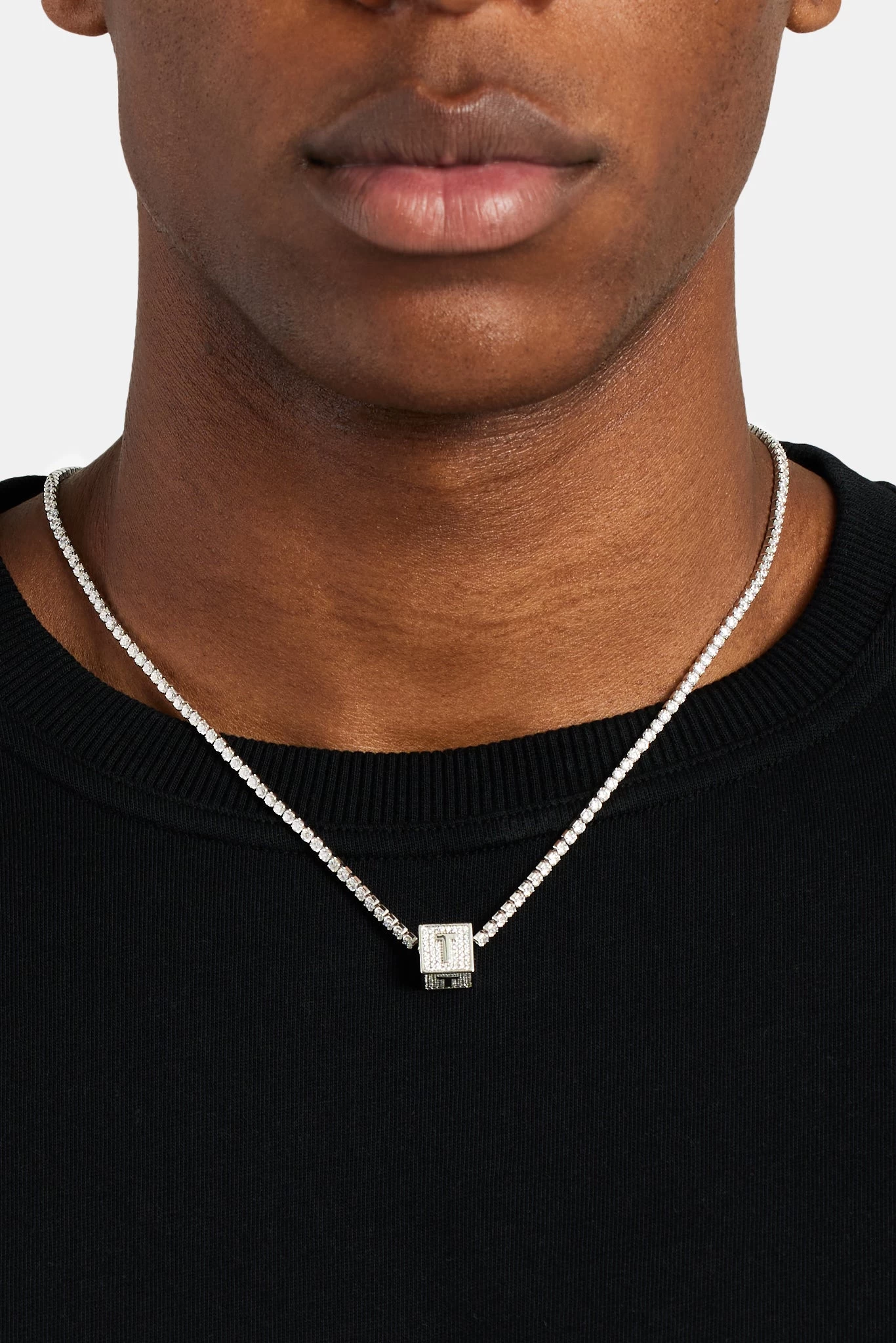 Iced T Letter Block Pendant 3 Iced T Letter Block Pendant