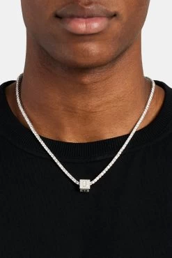 Iced U Letter Block Pendant 9 Iced U Letter Block Pendant -JWL ILBP U WG3MM