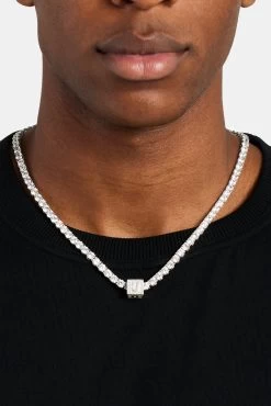 Iced U Letter Block Pendant 10 Iced U Letter Block Pendant -JWL ILBP U WG5MM