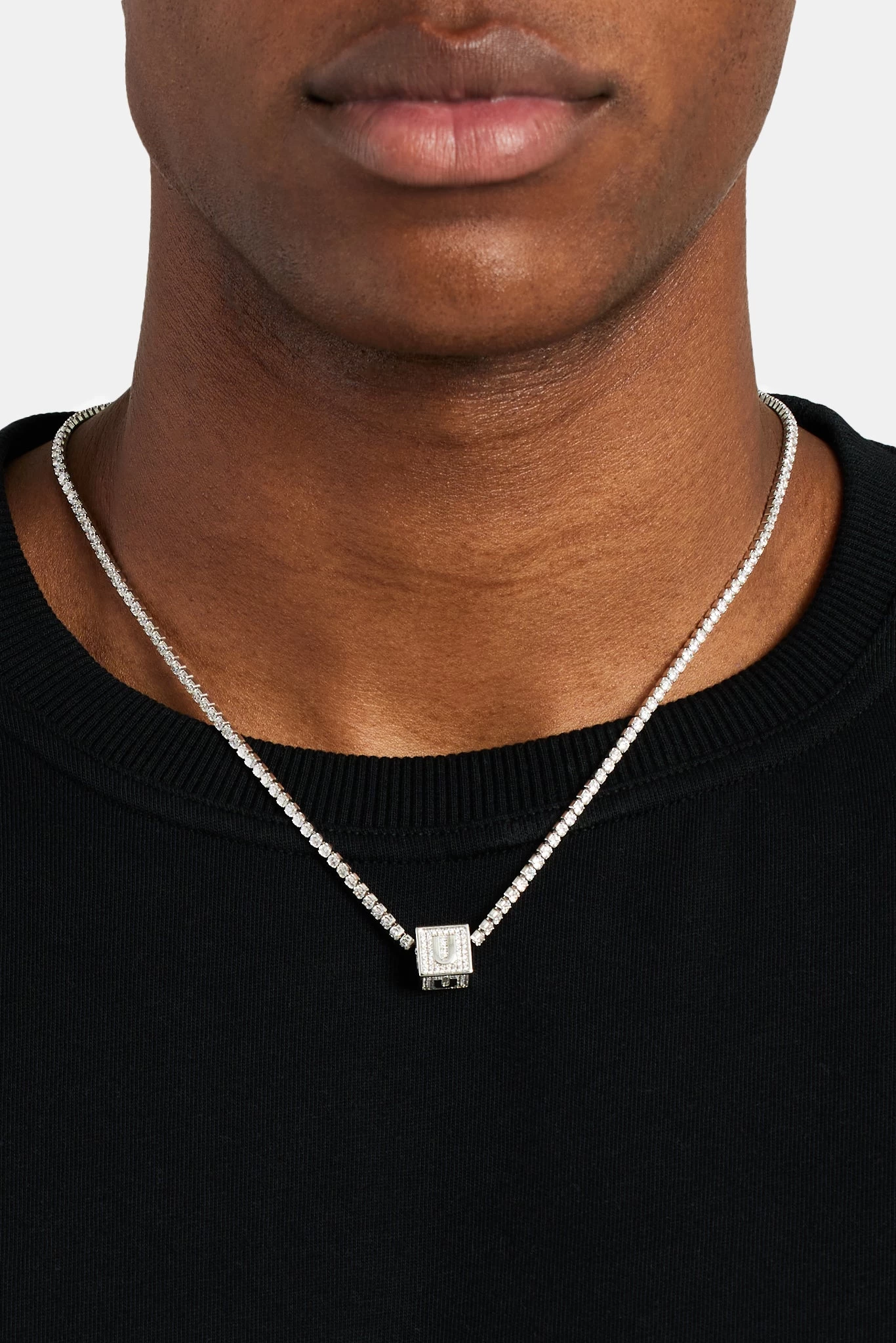 Iced U Letter Block Pendant 3 Iced U Letter Block Pendant