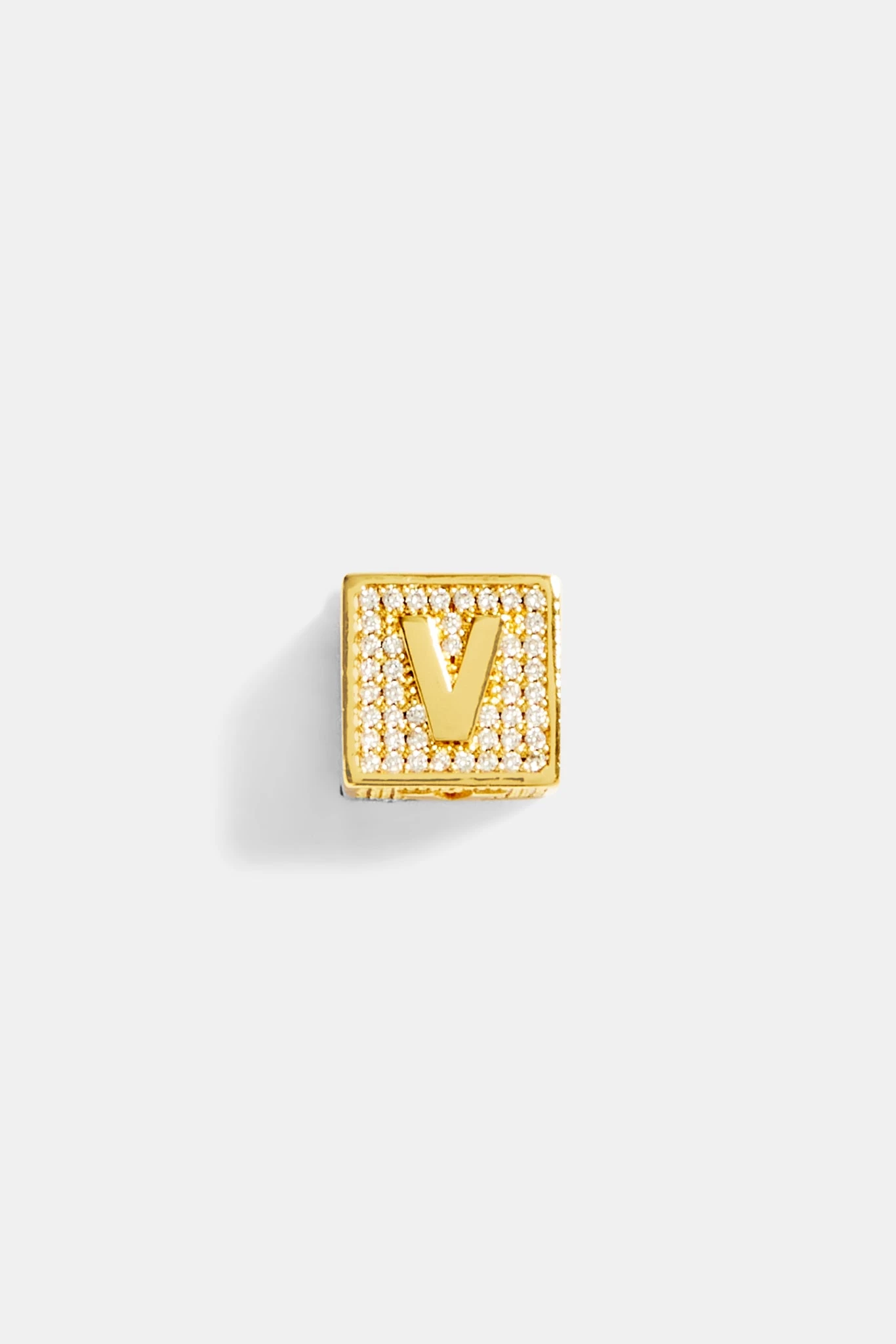 Gold Plated Iced V Letter Block Pendant 4 Gold Plated Iced V Letter Block Pendant - Image 2