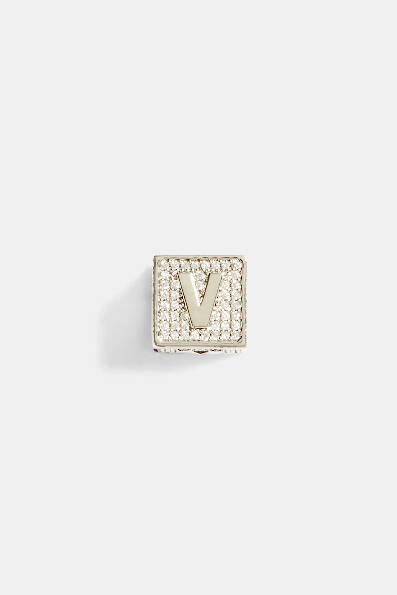 Iced V Letter Block Pendant 4 Iced V Letter Block Pendant - Image 2
