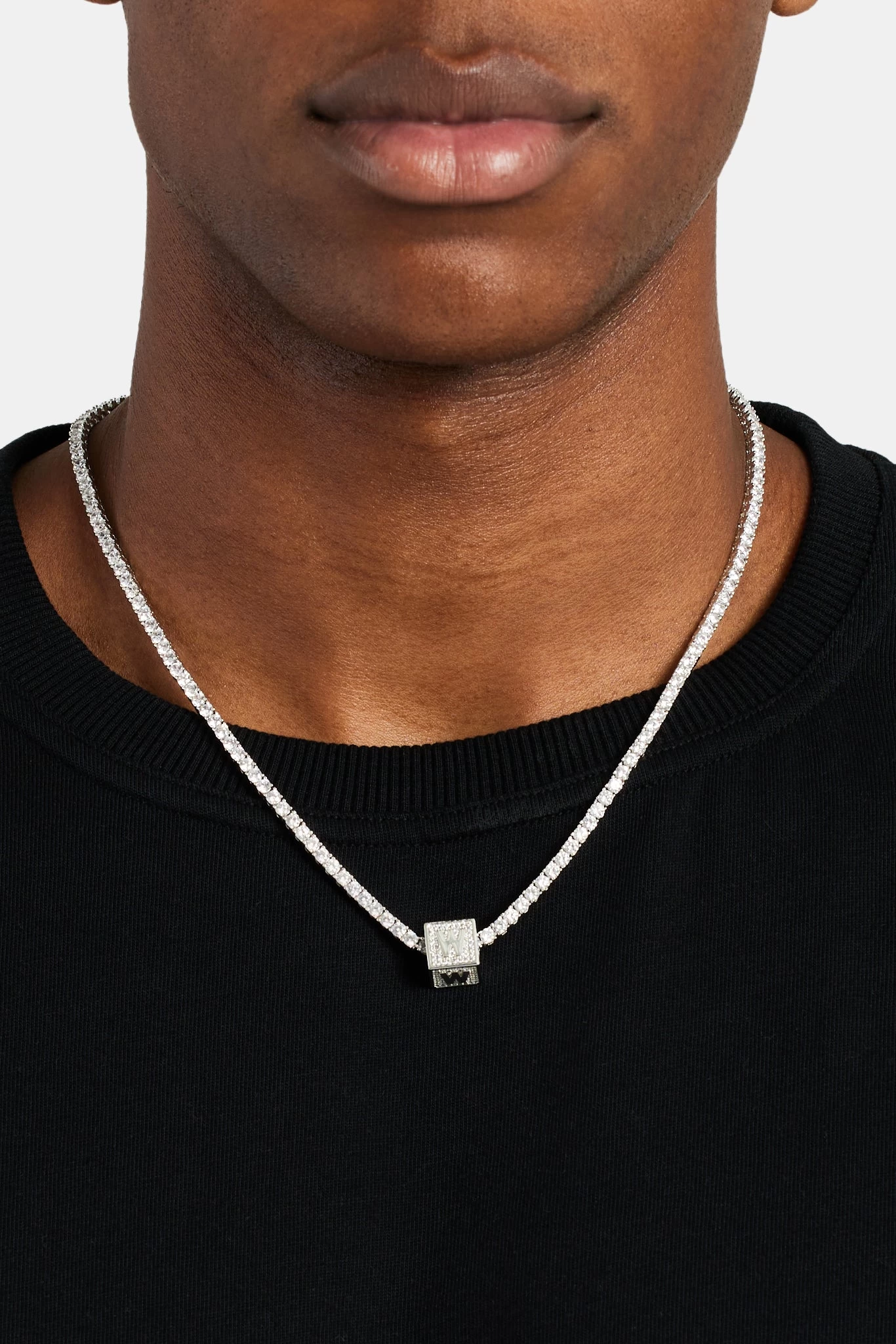 Iced W Letter Block Pendant 5 Iced W Letter Block Pendant - Image 3