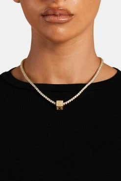 Gold Plated Iced X Letter Block Pendant 9 Gold Plated Iced X Letter Block Pendant -JWL ILBP X G3MM