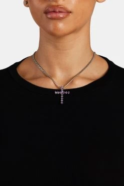 Iced Purple CZ Cross Cuban Necklace -JWL IPCCN 16 2