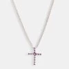Iced Purple CZ Cross Cuban Necklace -JWL IPCCN 16 2 6578