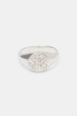 Textured Signet Ring - White