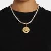 Large Gold Plated Iced CZ Happy Face Pendant -JWL LICZHFP G