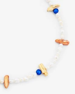 Multicoloured Mixed Pearl And Shard Necklace - Gold -JWL MCMPSN G16 2 2