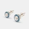 Blue CZ Cluster Round Stud Earrings