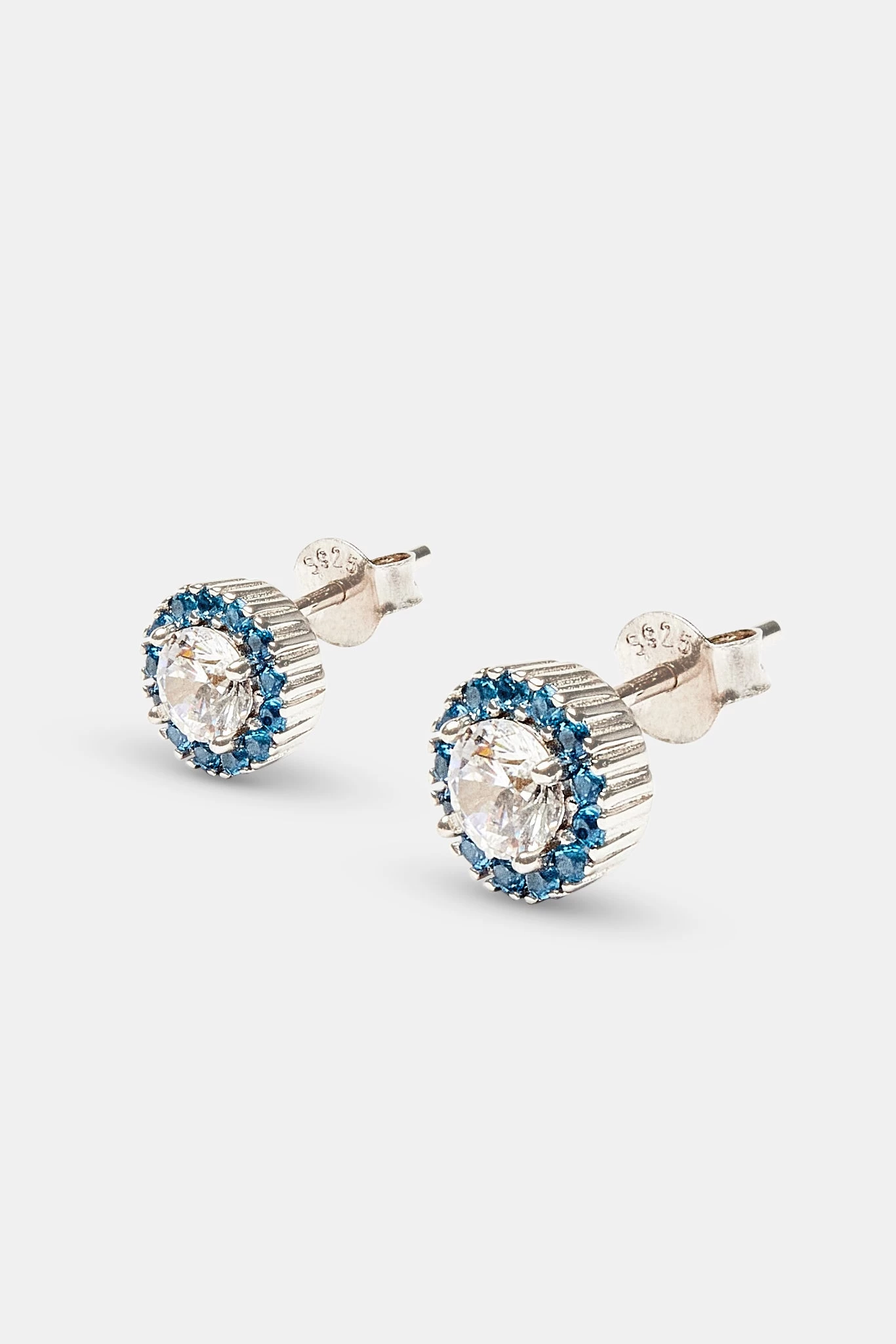 Blue CZ Cluster Round Stud Earrings 3 Blue CZ Cluster Round Stud Earrings