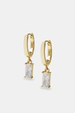 Iced Clear Gemstone Huggie Earrings