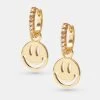 Iced Happy Face Huggie Earrings -JWL NB ICHAPGW