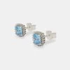 Iced Square Cluster Earring - Blue -JWL NB P215CJ BL M