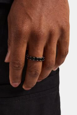 925 Black Large CZ Single Row Tennis Ring - White -JWL NB P216CJ B M 2