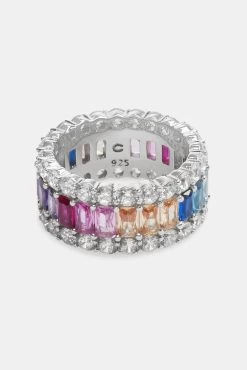 Rainbow CZ Baguette Tennis Ring