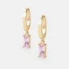 Iced Pink Gemstone Huggie Earrings -JWL NB PNKGEMHUGGW
